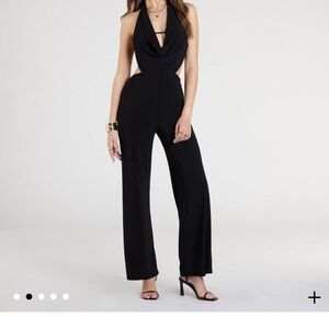 Windsor Chic Black Drape Jumpsuit